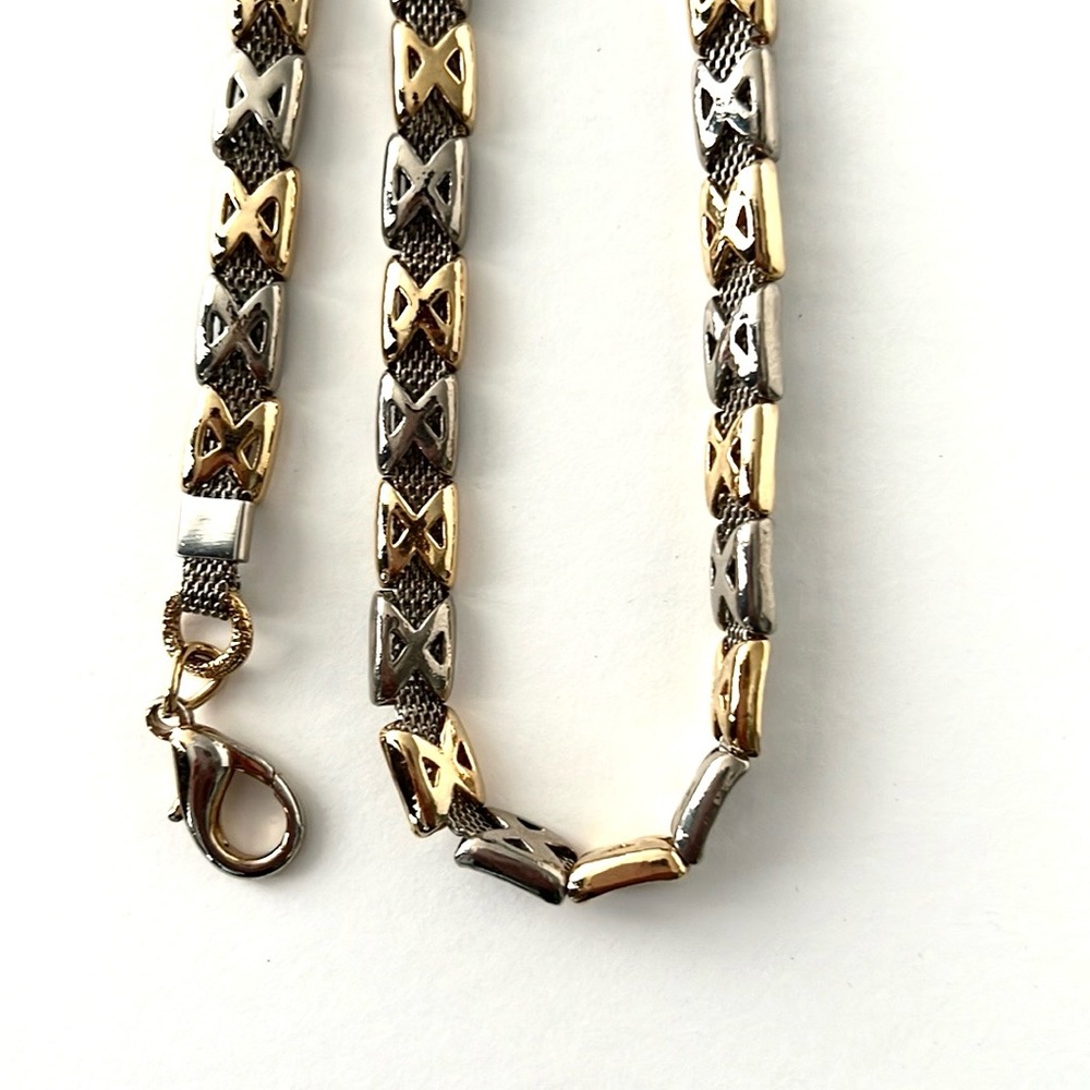 8mm Stampato XOXO Two-Tone Adjustable Mesh Metal Belt